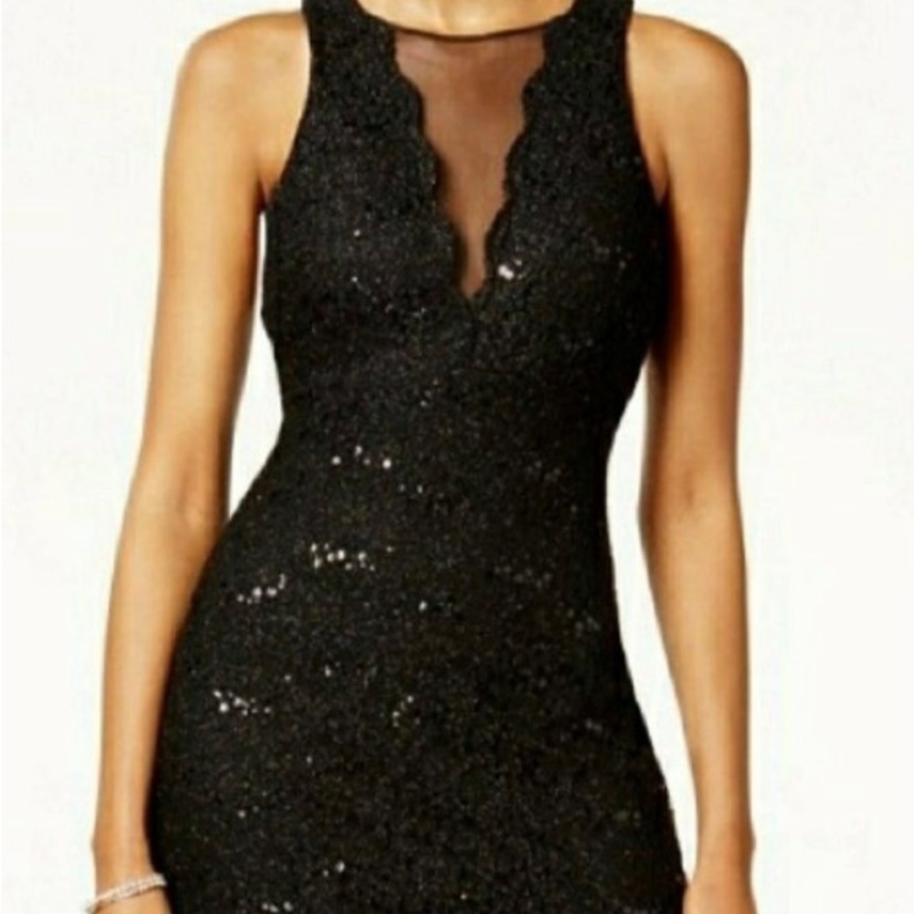 Women's Night way Black Sleeveless Jewel-Neck Mini bodycon Dress